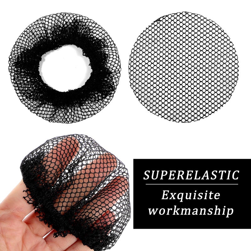 Psyqtsuary 8 PCS Invisible Mesh Hair Nets Black Invisible Elastic Bun Covers Reusable Elastic Mesh Bun Cover for Ballet, Dance, Girls and Women - Image 3